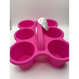 1- 6 Cup Caddy Plastic Holder, Pink  12"x9.5"For School,Kids‎ Room. Plastic Pink